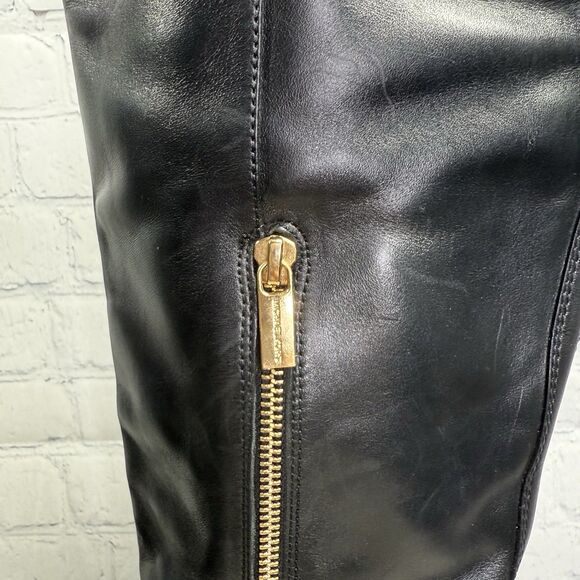 Michael Kors Riding Boots Women Size 11 Black Leather Preppy Heel Equestrian - Picture 13 of 15